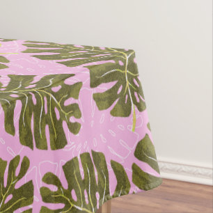 Tropical Palm Pink Green Tablecloth
