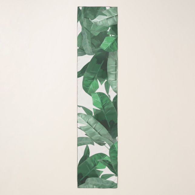 Tropical Palm Print Chiffon Scarf (Front)