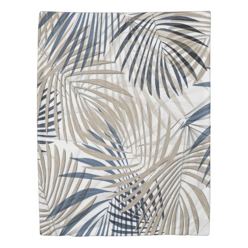 Tropical Palm Print Reversible Blue Comforter Duvet Cover
