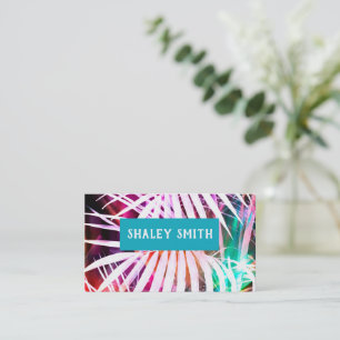 tropical palm purple turquoise nature art business card