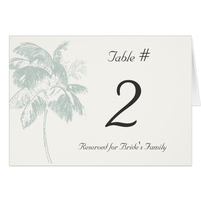 Tropical Palm Reception Table Number (Front Horizontal)