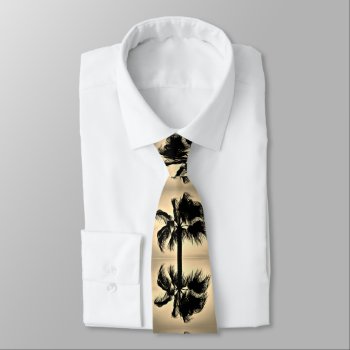 Tropical Palm Reflections Against A Golden Sky Neck Tie by stdjura at Zazzle