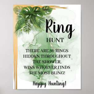 Tropical Palm Ring Hunt Bridal Shower Game Sign