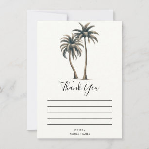 Tropical Palm Rustic Coastal Wedding Thank You Invitation