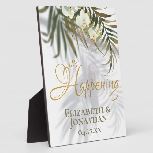 Tropical Palm Shadows Its Happening Save the Date Plaque