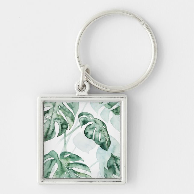 Tropical Palm Split Leaf Keychain (Front)