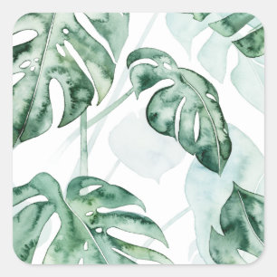 Tropical Palm Split Leaf Square Sticker