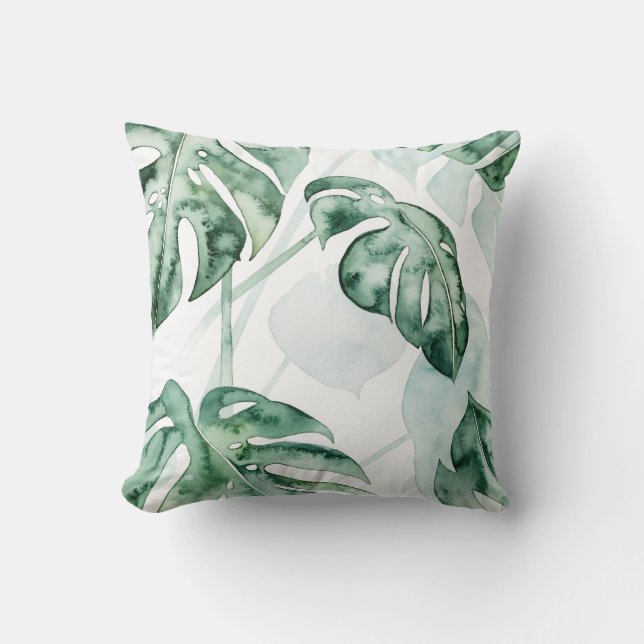 Tropical Palm Split Leaf Throw Pillow (Front)