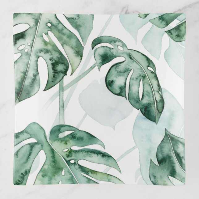 Tropical Palm Split Leaf Trinket Tray (Front)