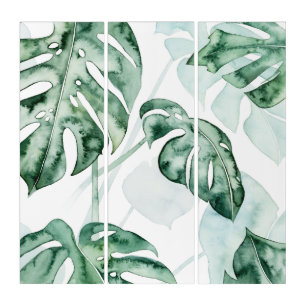Tropical Palm Split Leaf Triptych