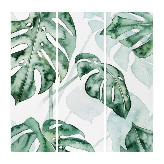 Tropical Palm Split Leaf Triptych (Front)