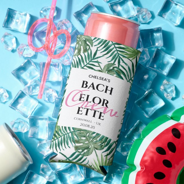 Tropical Palm Summer Bachelorette Weekend Party  Seltzer Can Cooler (In Situ Summer)