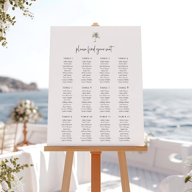 Tropical Palm Tree 12 Table Wedding Seating Plan Foam Board (Creator Uploaded)