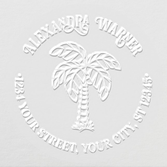 Tropical Palm Tree #3 Name Return Address  Embosser (Design)