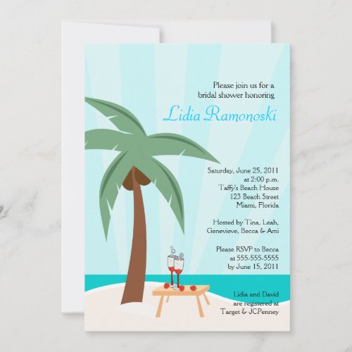 Tropical Palm Tree 5x7 Bridal Shower Invite