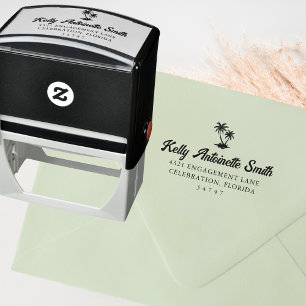 Tropical Palm Tree Address Self-inking Stamp
