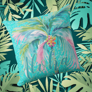 Tropical Palm Tree Aloha Indoor Outdoor Pillow