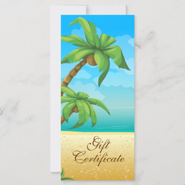 Tropical Palm Tree And Beach Gift Certificate (Front)