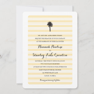 Tropical Palm Tree and Stripes Wedding Invitation