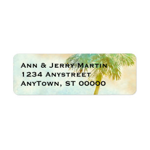 tropical palm tree art custom return address label