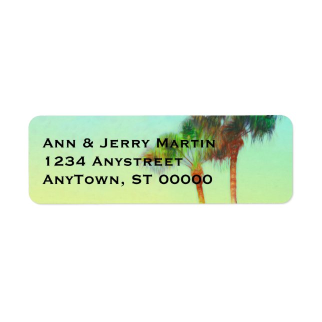 tropical palm tree art custom return address label (Front)
