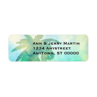 tropical palm tree art custom return address label