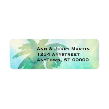 Tropical Palm Tree Art Custom Return Address Label by annpowellart at Zazzle