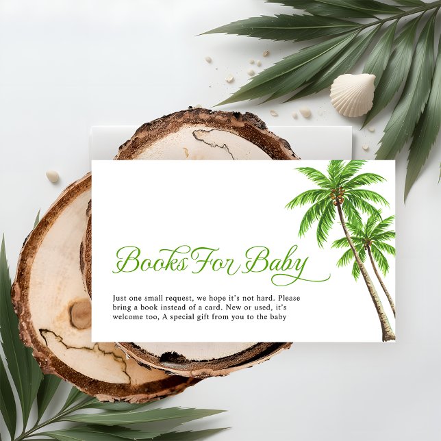 Tropical Palm Tree Baby Shower Books Request Enclosure Card (Creator Uploaded)