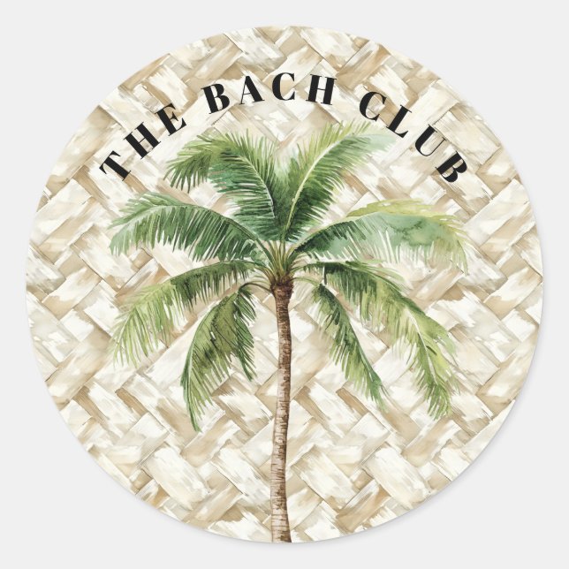 Tropical Palm Tree | Bach Club Classic Round Sticker (Front)