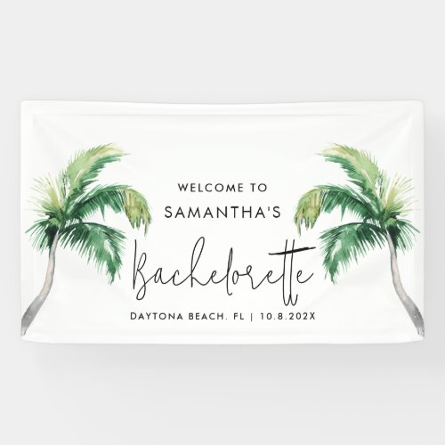 Tropical Palm Tree Bachelorette Party Welcome Banner
