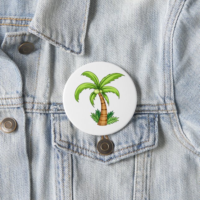 Tropical Palm Tree Beach and Island Vibes  Button (Creator Uploaded)