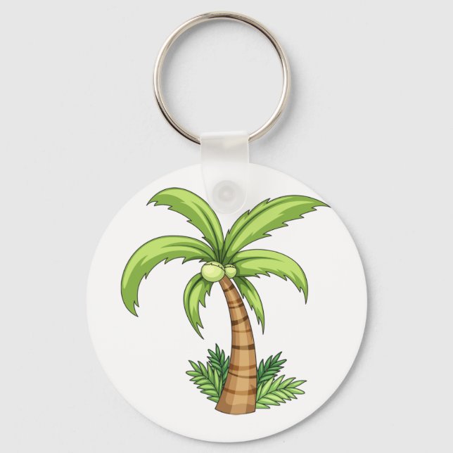 Tropical Palm Tree Beach and Island Vibes  Keychain (Front)