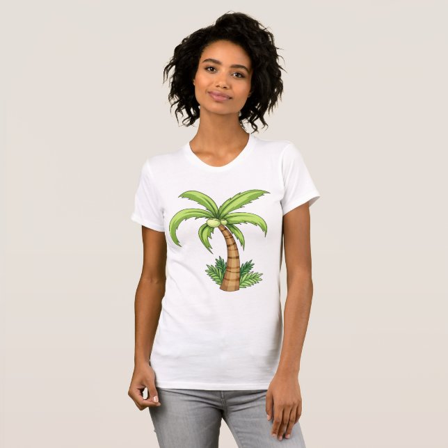 Tropical Palm Tree Beach and Island Vibes  T-Shirt (Front Full)