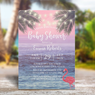 Tropical Palm Tree Beach Baby Shower Invitation