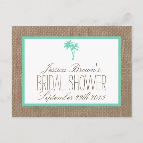 Tropical Palm Tree Beach Bridal Shower Recipe Card