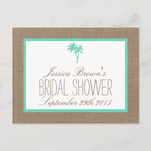Tropical Palm Tree Beach Bridal Shower Recipe Card (Front)