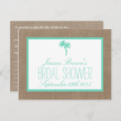 Tropical Palm Tree Beach Bridal Shower Recipe Card (Front/Back)