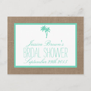 Tropical Palm Tree Beach Bridal Shower Recipe Card