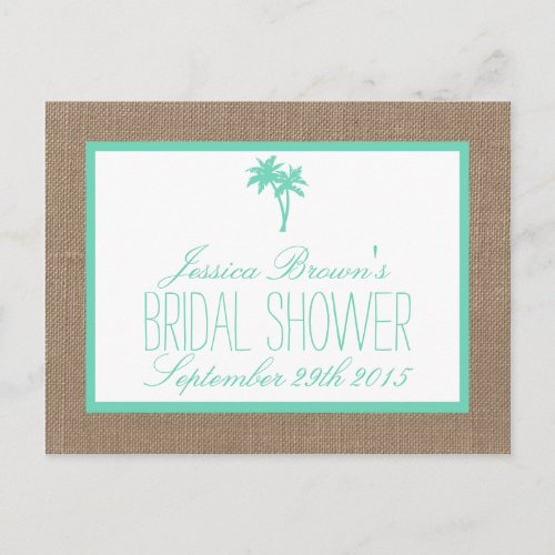 Tropical Palm Tree Beach Bridal Shower Recipe Card