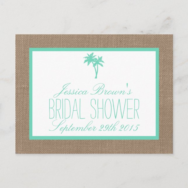 Tropical Palm Tree Beach Bridal Shower Recipe Card (Front)
