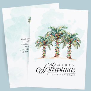 Tropical Palm Tree Beach Christmas Holiday Card