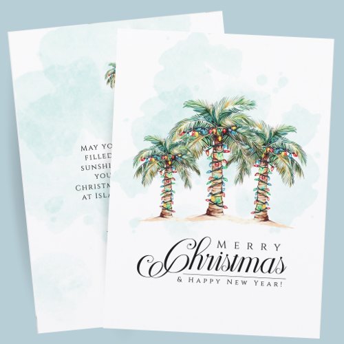 Tropical Palm Tree Beach Christmas Holiday Card