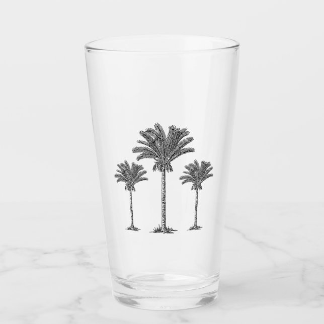 Tropical Palm Tree Beach Classic Black Bar Glasses (Front)