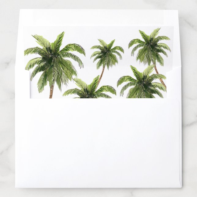Tropical Palm Tree Beach Destination Wedding Envelope Liner (In Envelope)