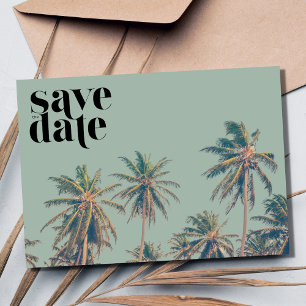 Tropical Palm Tree Beach Destination Wedding Save The Date
