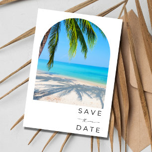 Tropical Palm Tree Beach Digital Wedding Save The Date