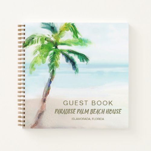 Tropical Palm Tree Beach House Rental Guest Book
