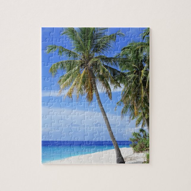 Tropical Palm Tree Beach Jigsaw Puzzle (Vertical)