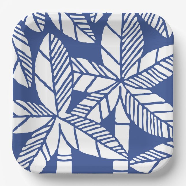 Tropical Palm Tree Beach Party Paper Plates (Front)