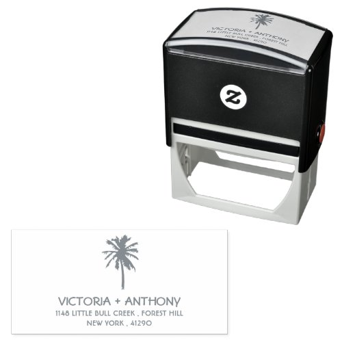 Tropical Palm Tree Beach Return Address Self_inking Stamp